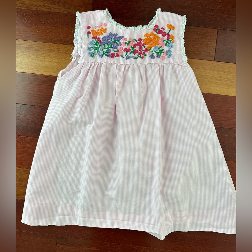 Cecil and Lou Pink Gingham Embroidered Fiesta Dress 4T